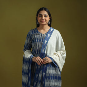 Handloom cotton pochampally ikat 3pc kurta set for women 02
