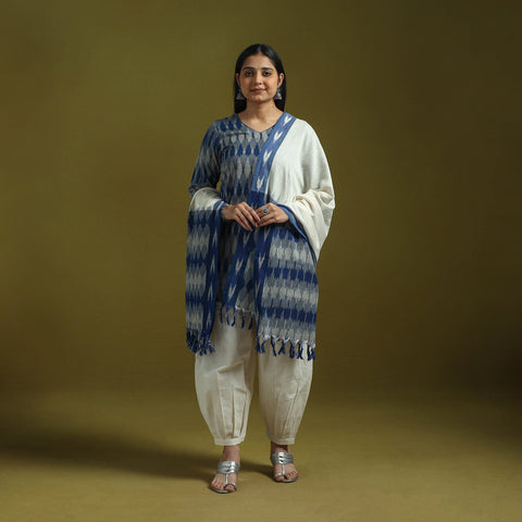 Handloom cotton pochampally ikat 3pc kurta set for women 02