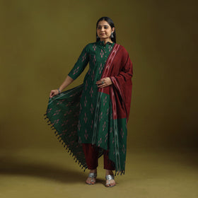 Handloom cotton pochampally ikat 3pc kurta set for women 04