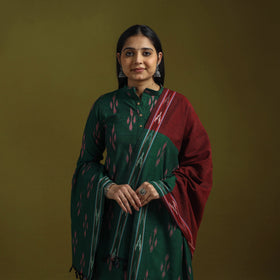 Handloom cotton pochampally ikat 3pc kurta set for women 04