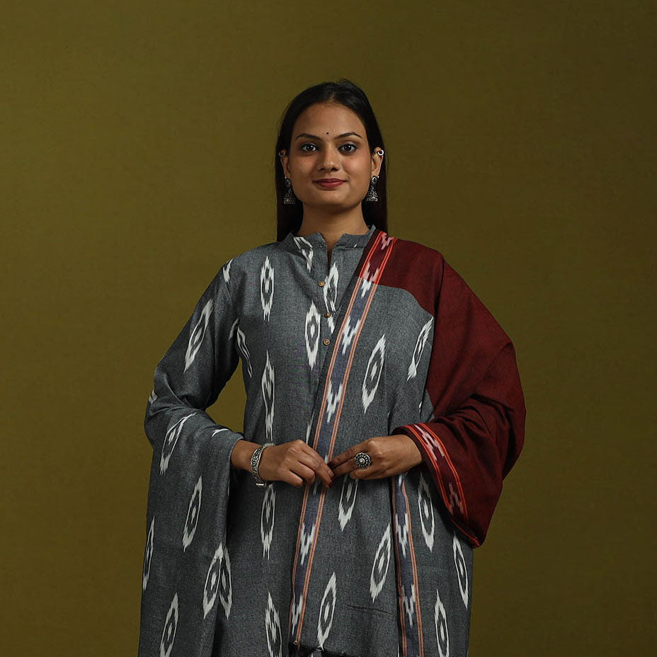 Handloom cotton pochampally ikat 3pc kurta set for women 05
