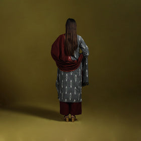 Handloom cotton pochampally ikat 3pc kurta set for women 05