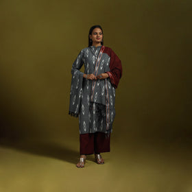 Handloom cotton pochampally ikat 3pc kurta set for women 05