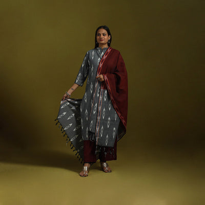 Handloom cotton pochampally ikat 3pc kurta set for women 05