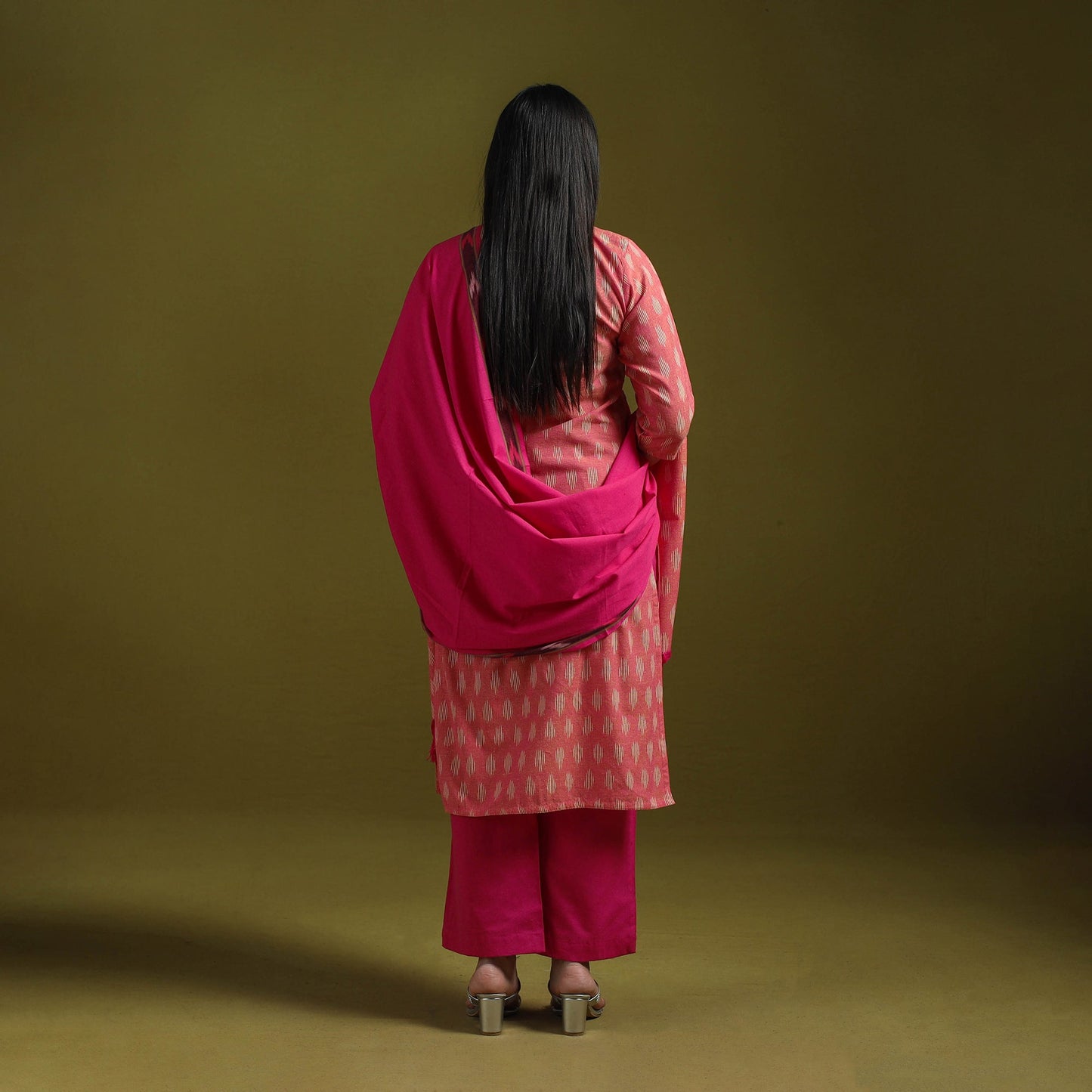 Handloom cotton pochampally ikat 3pc kurta set for women 06