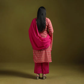 Handloom cotton pochampally ikat 3pc kurta set for women 06