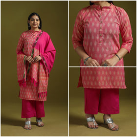 Handloom cotton pochampally ikat 3pc kurta set for women 06