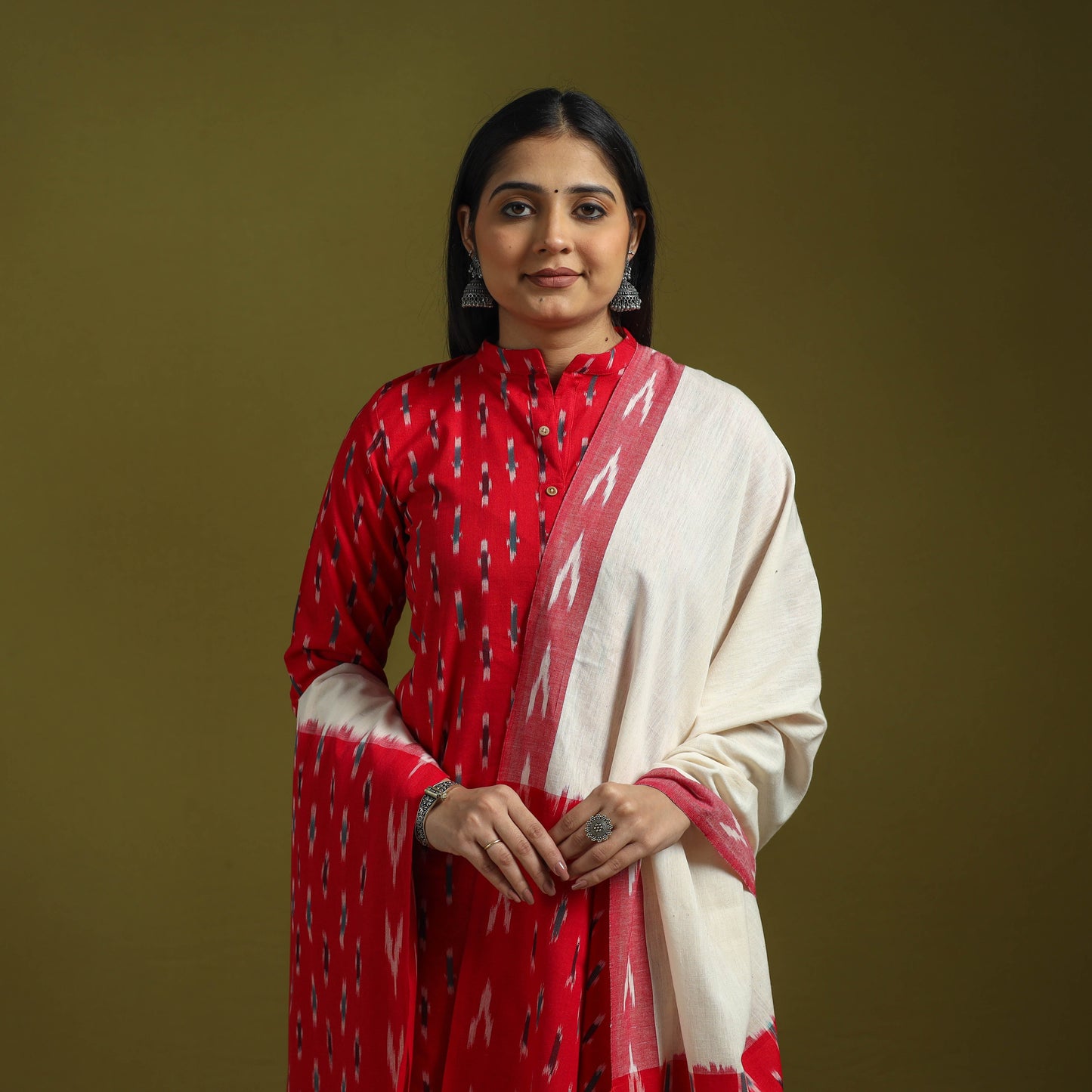 Handloom cotton pochampally ikat 3pc kurta set for women 07