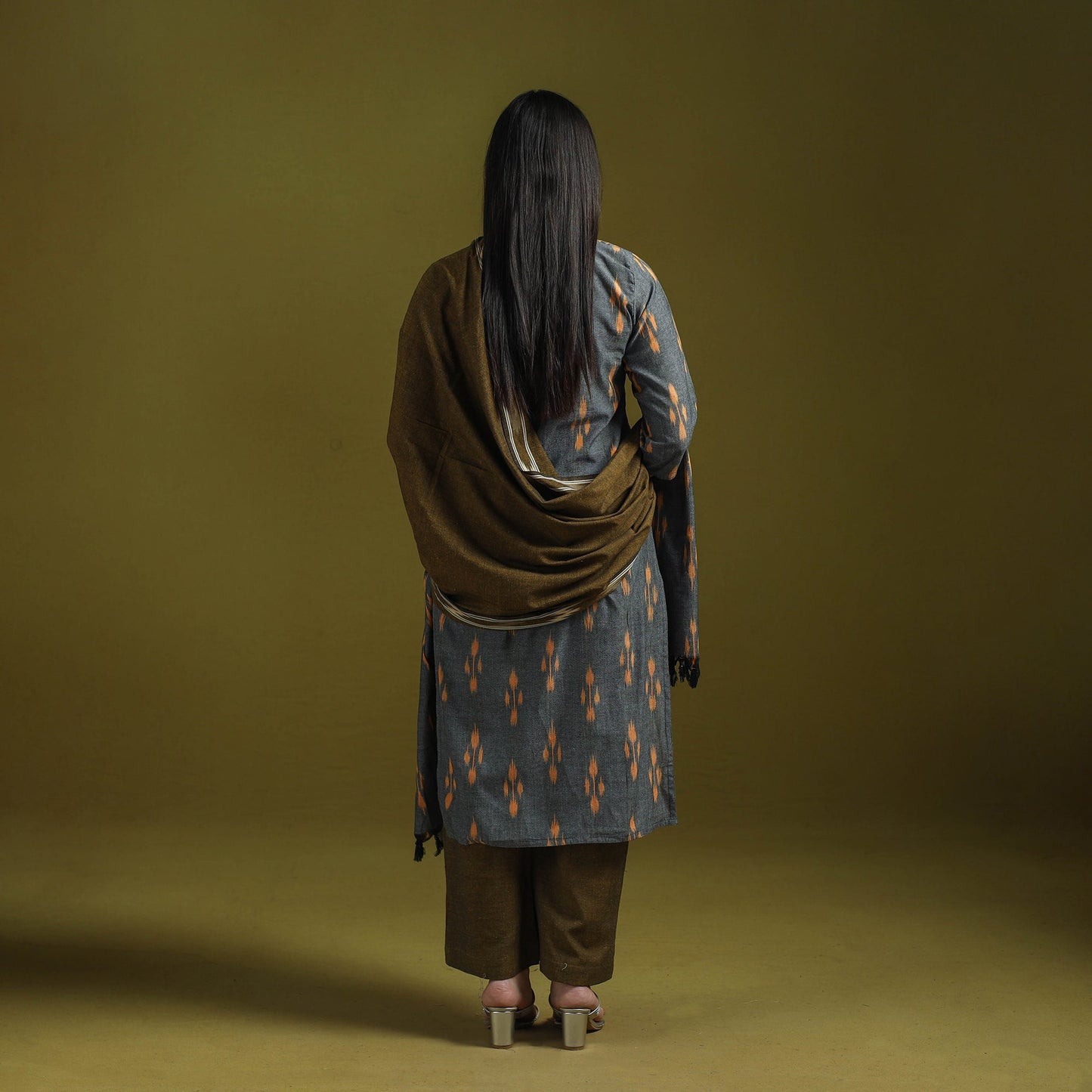 Handloom cotton pochampally ikat 3pc kurta set for women 08