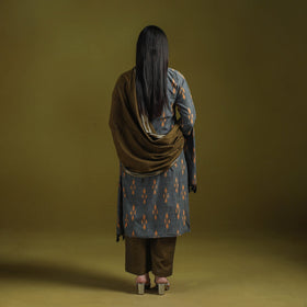 Handloom cotton pochampally ikat 3pc kurta set for women 08