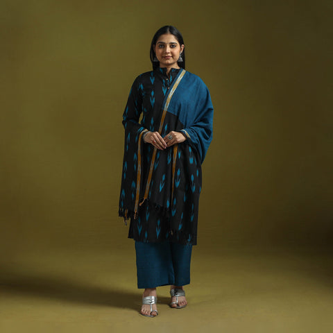 Handloom cotton pochampally ikat 3pc kurta set for women 09