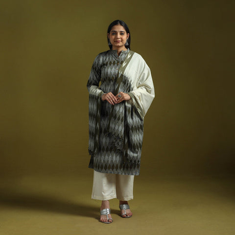 Handloom cotton pochampally ikat 3pc kurta set for women 11
