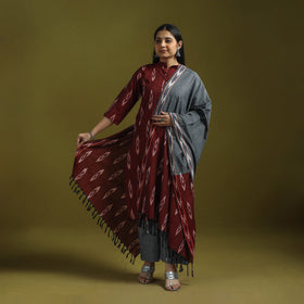 Handloom cotton pochampally ikat 3pc kurta set for women 12