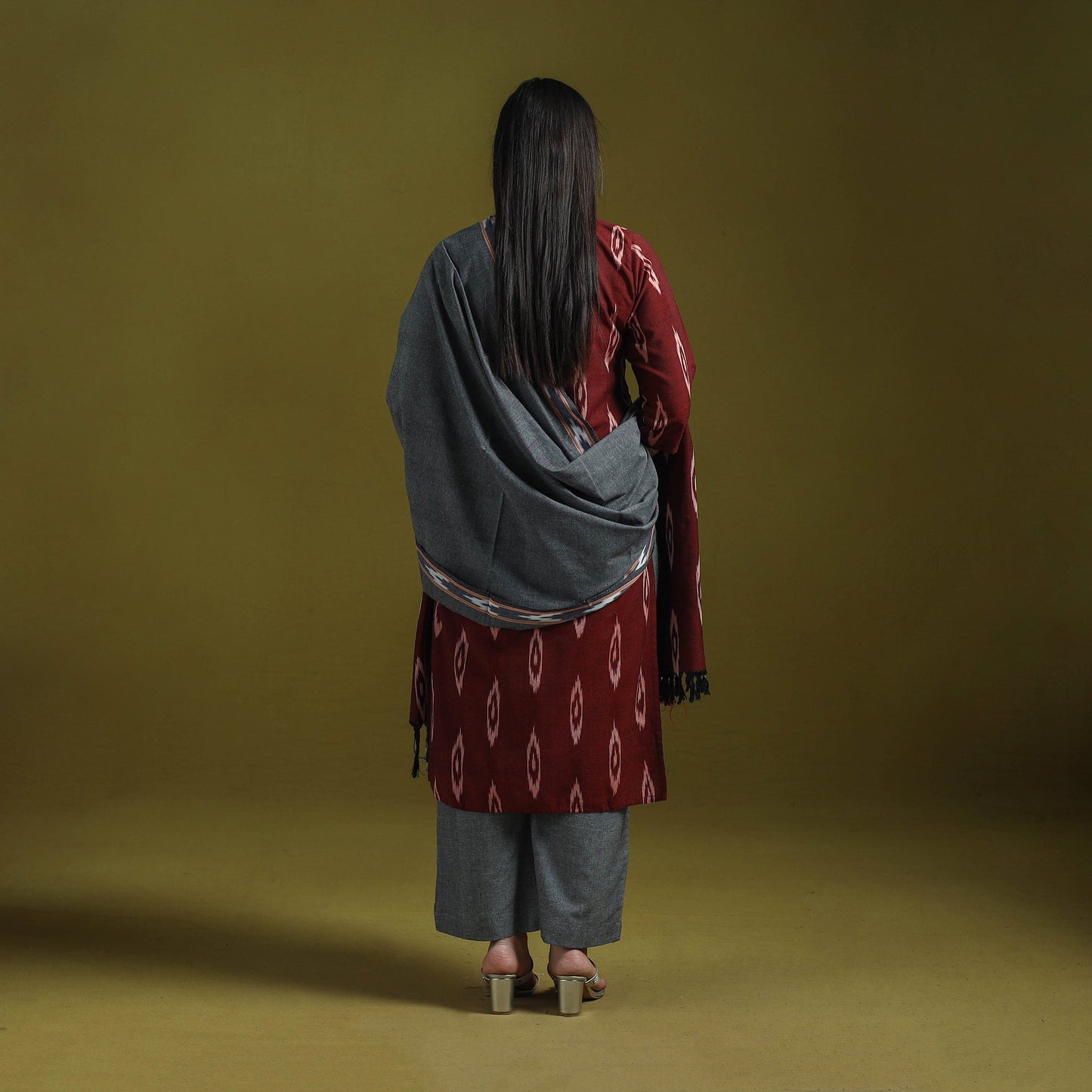 Handloom cotton pochampally ikat 3pc kurta set for women 12