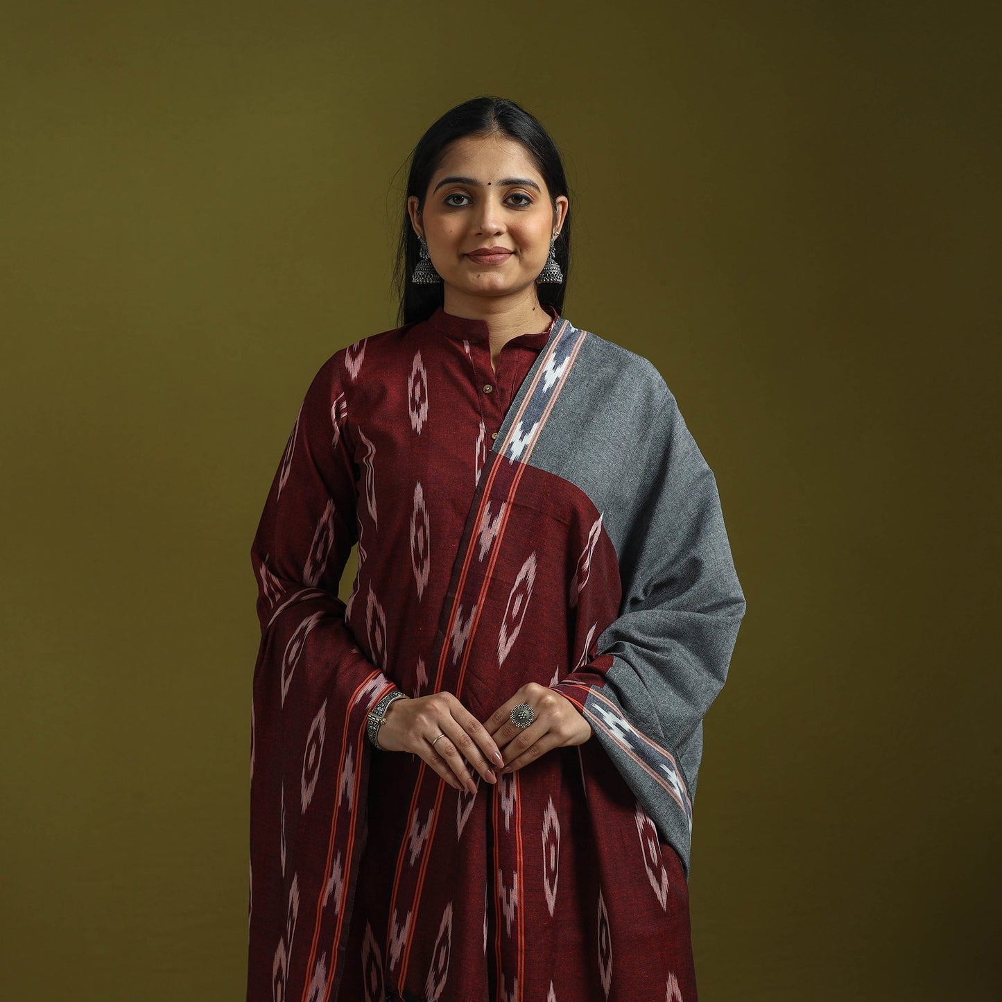 Handloom cotton pochampally ikat 3pc kurta set for women 12