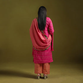 Handloom cotton pochampally ikat 3pc kurta set for women 13