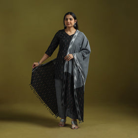 Handloom cotton pochampally ikat 3pc kurta set for women 15