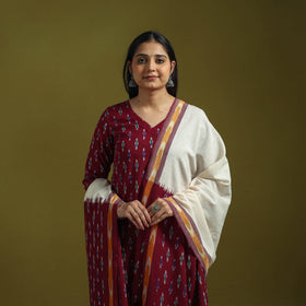 Handloom cotton pochampally ikat 3pc kurta set for women 18