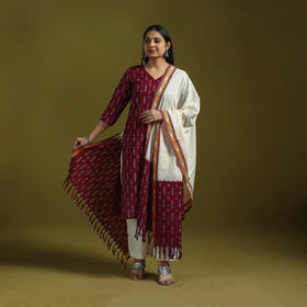 Handloom cotton pochampally ikat 3pc kurta set for women 18
