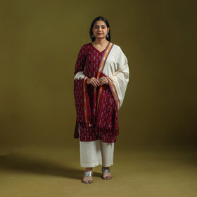 Handloom cotton pochampally ikat 3pc kurta set for women 18