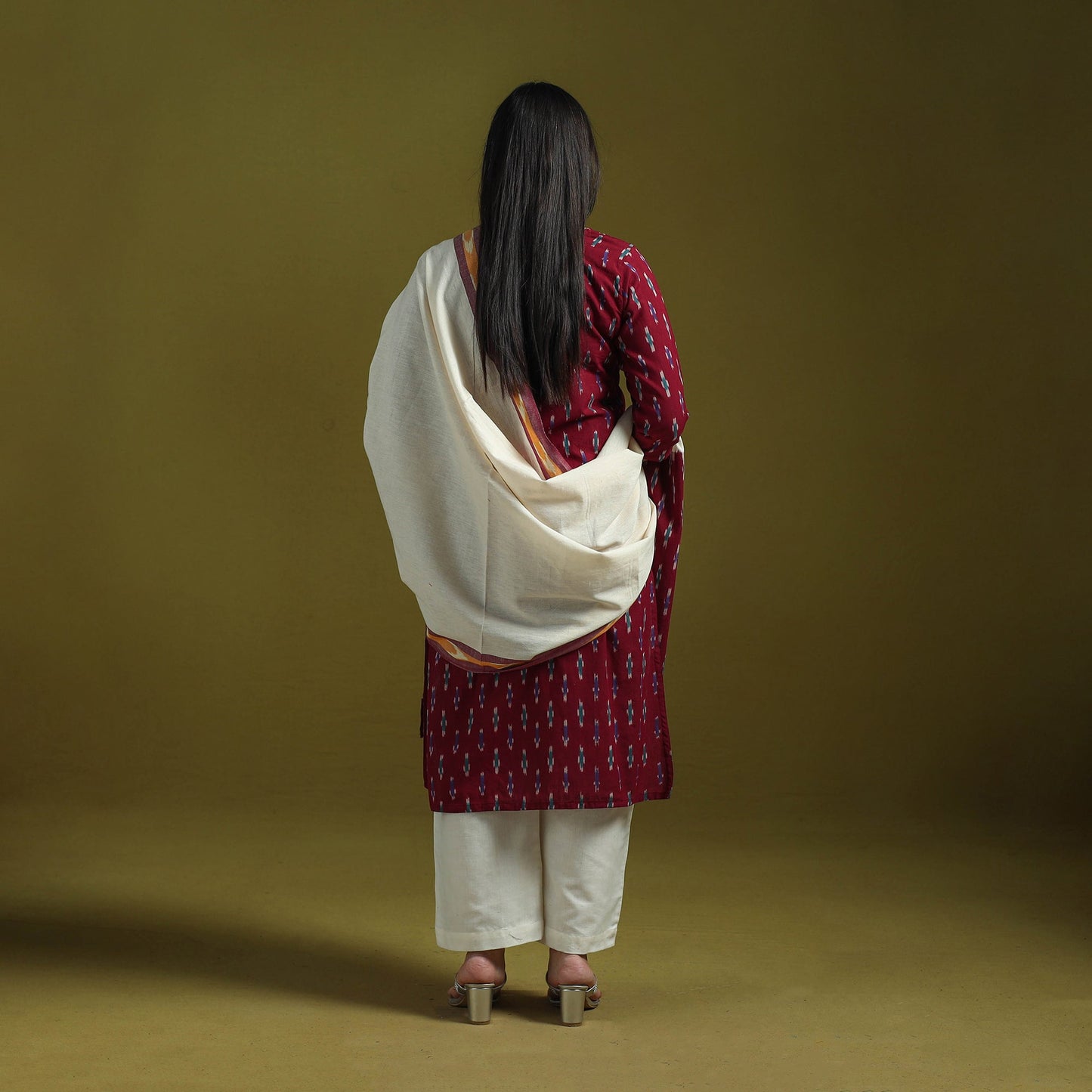 Handloom cotton pochampally ikat 3pc kurta set for women 18