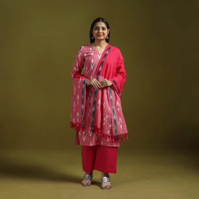 Handloom cotton pochampally ikat 3pc kurta set for women 19