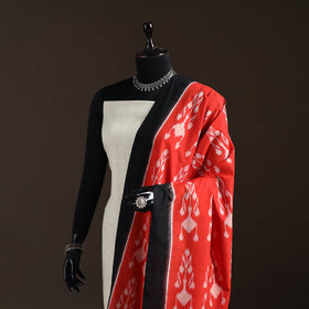 Handloom cotton pochampally ikat dupatta 01 - handcrafted