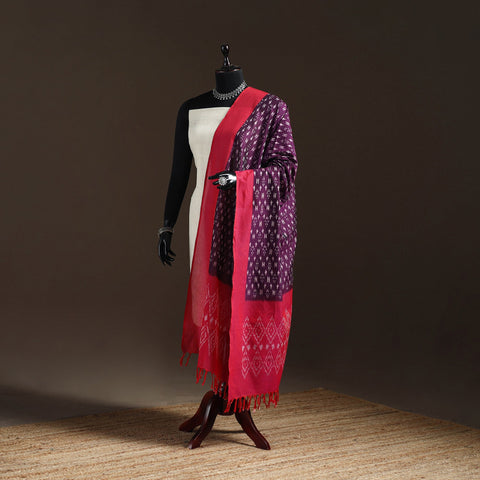 Handloom cotton pochampally ikat dupatta 11 - handcrafted