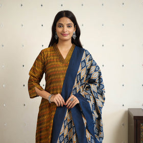 Handloom cotton pochampally ikat kurta set (set of 3) 02