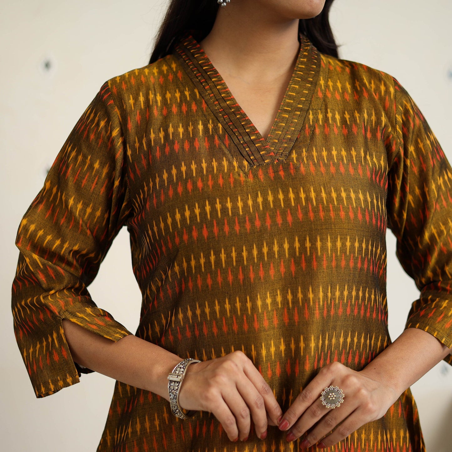 Handloom cotton pochampally ikat kurta set (set of 3) 02