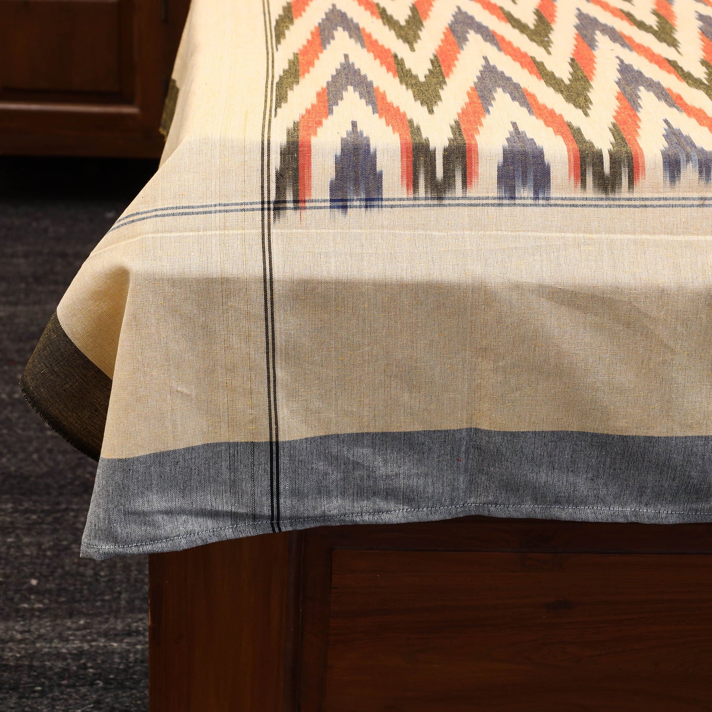 Handloom cotton single pochampally ikat bed sheet (90 x 60