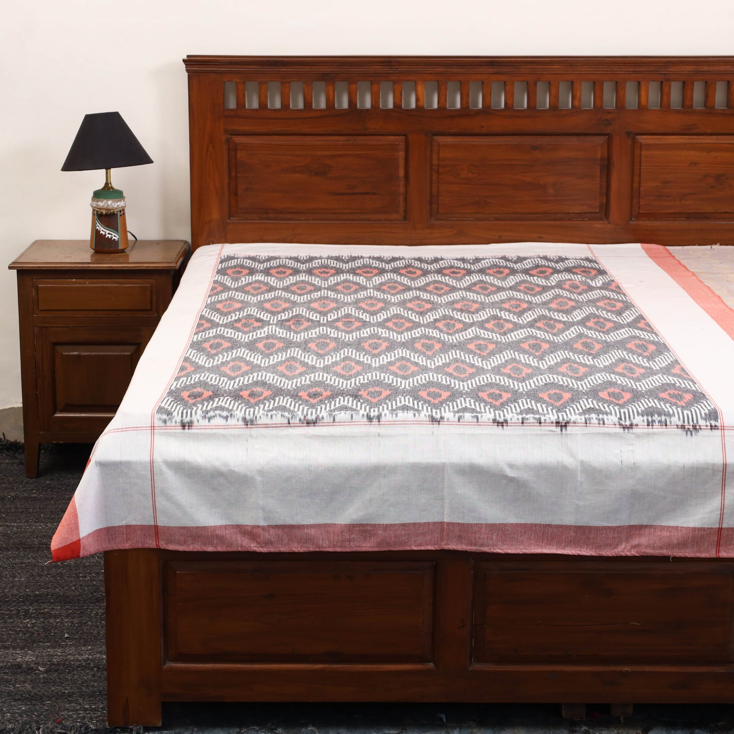 Handloom cotton single pochampally ikat bed sheet (90 x 60