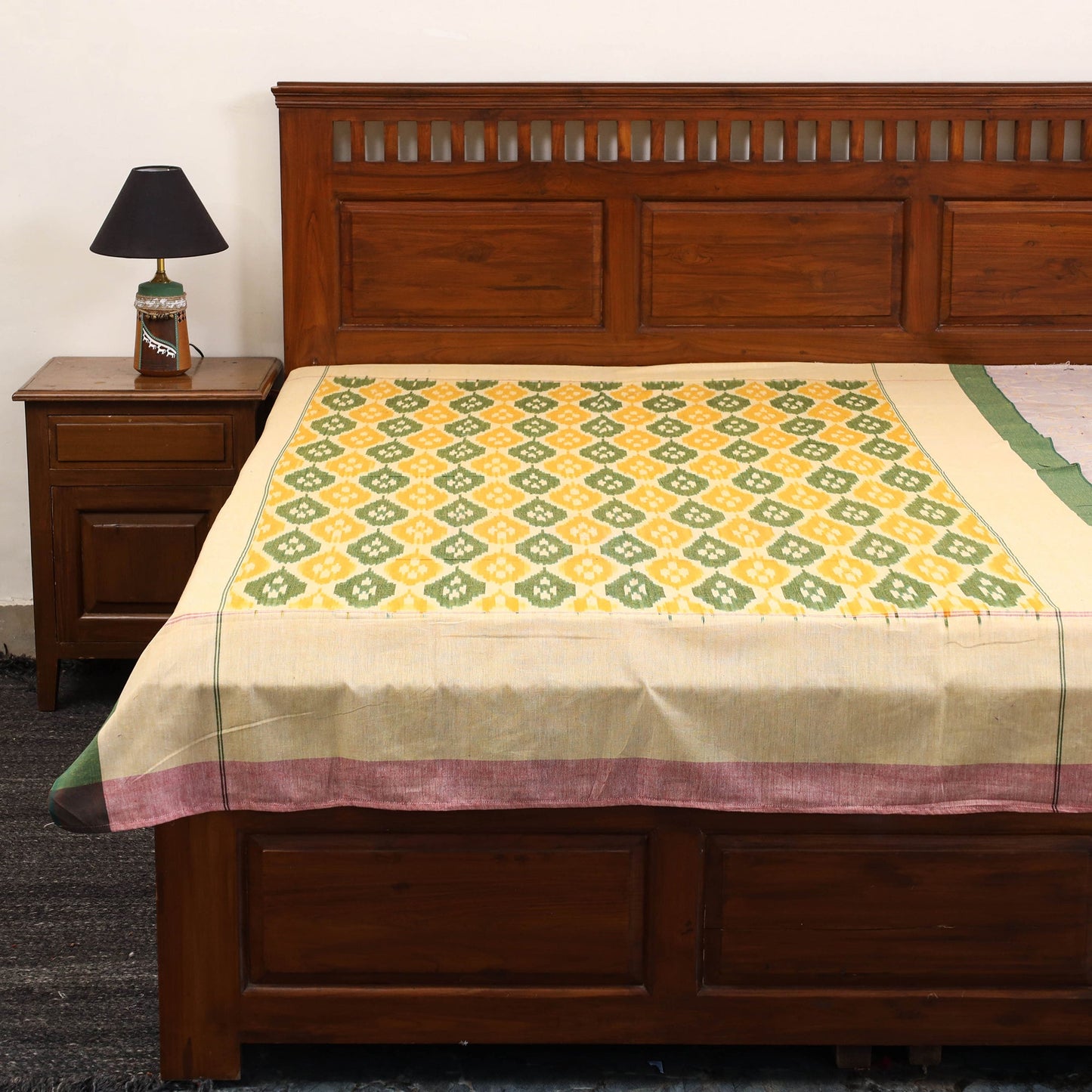 Handloom cotton single pochampally ikat bed sheet (90 x 60