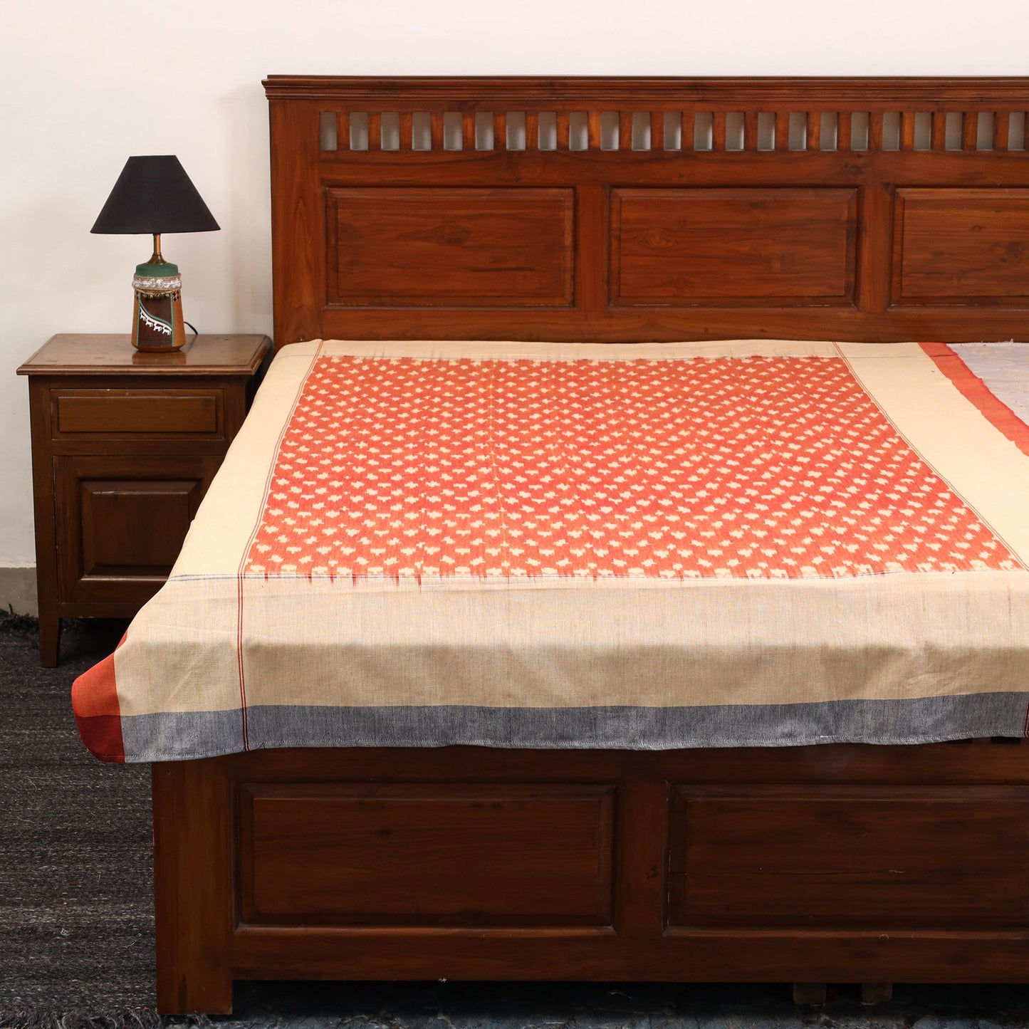 Handloom cotton single pochampally ikat bed sheet (90 x 60