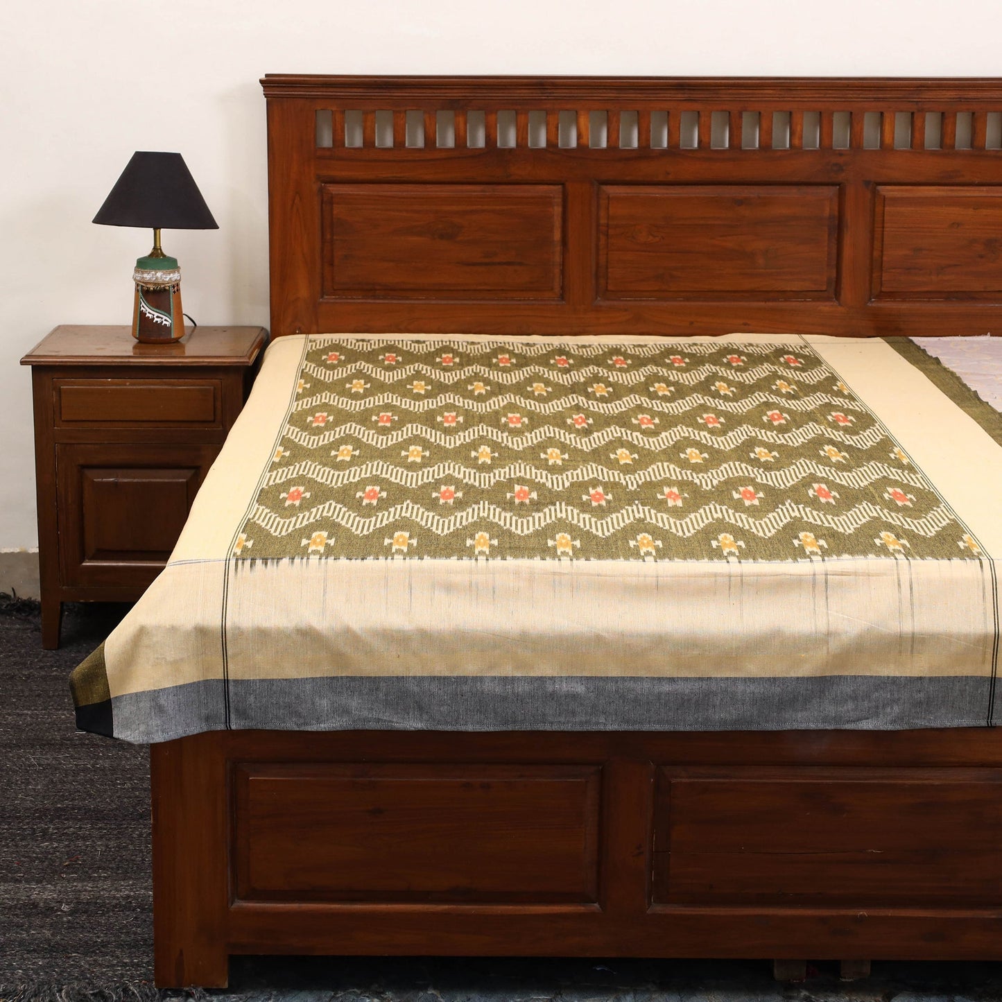 Handloom cotton single pochampally ikat bed sheet (90 x 60