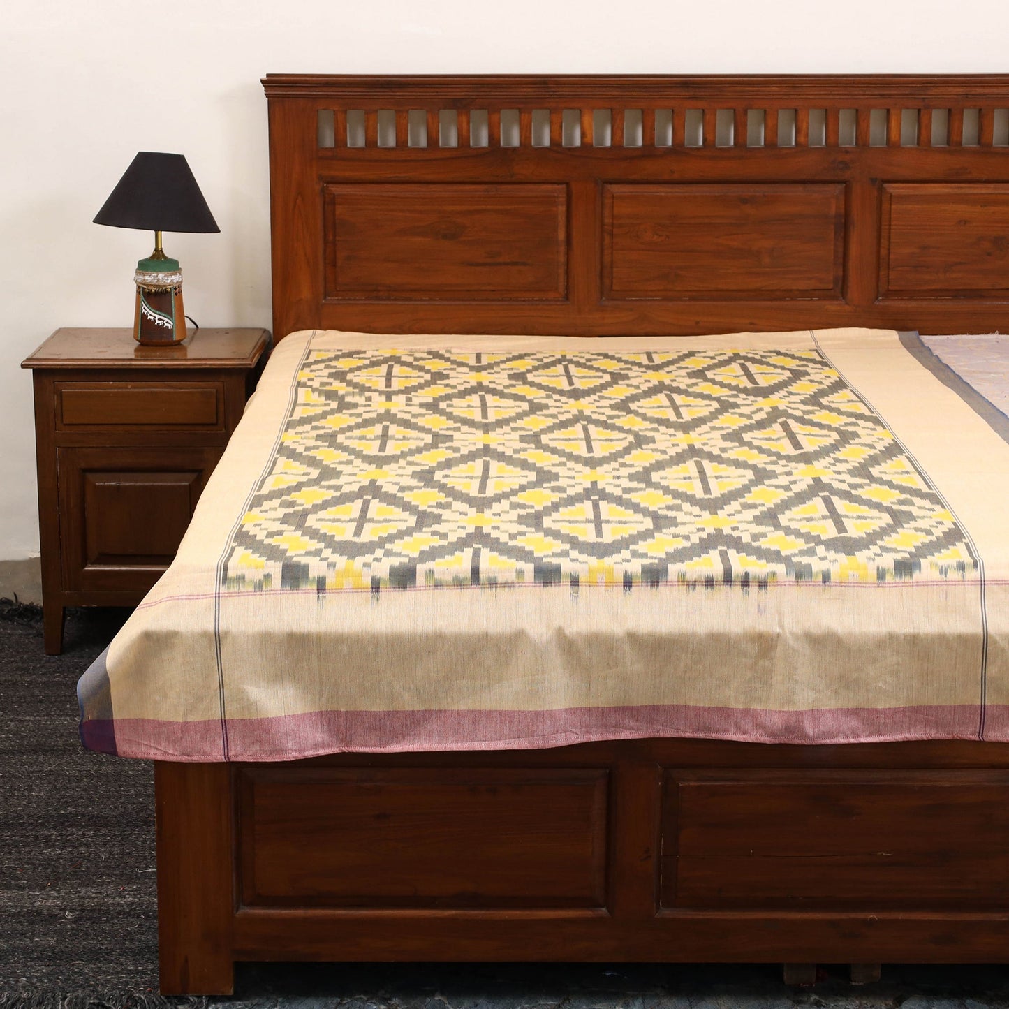 Handloom cotton single pochampally ikat bed sheet (90 x 60