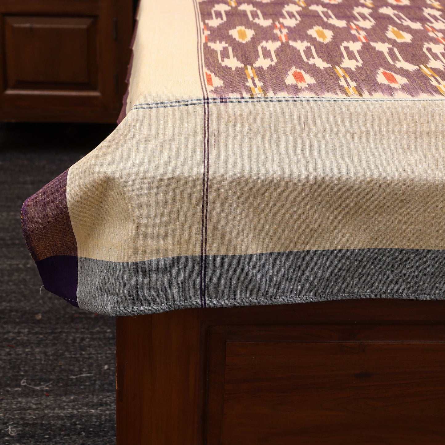 Handloom cotton single pochampally ikat bed sheet (90 x 60