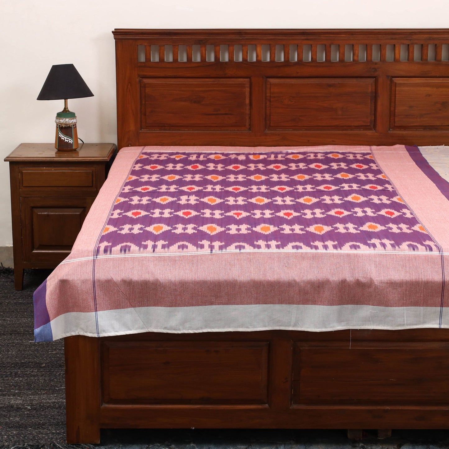 Handloom cotton single pochampally ikat bed sheet (90 x 60