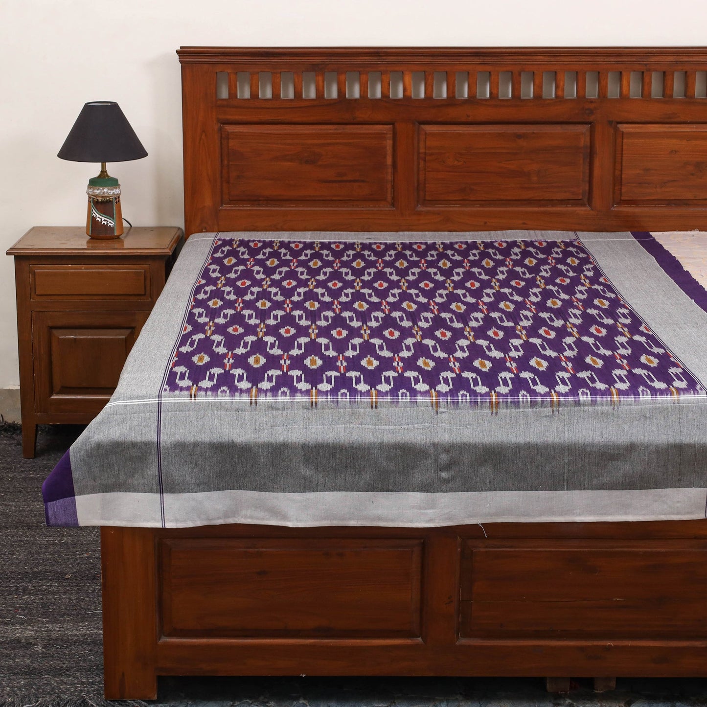 Handloom cotton single pochampally ikat bed sheet (90 x 60