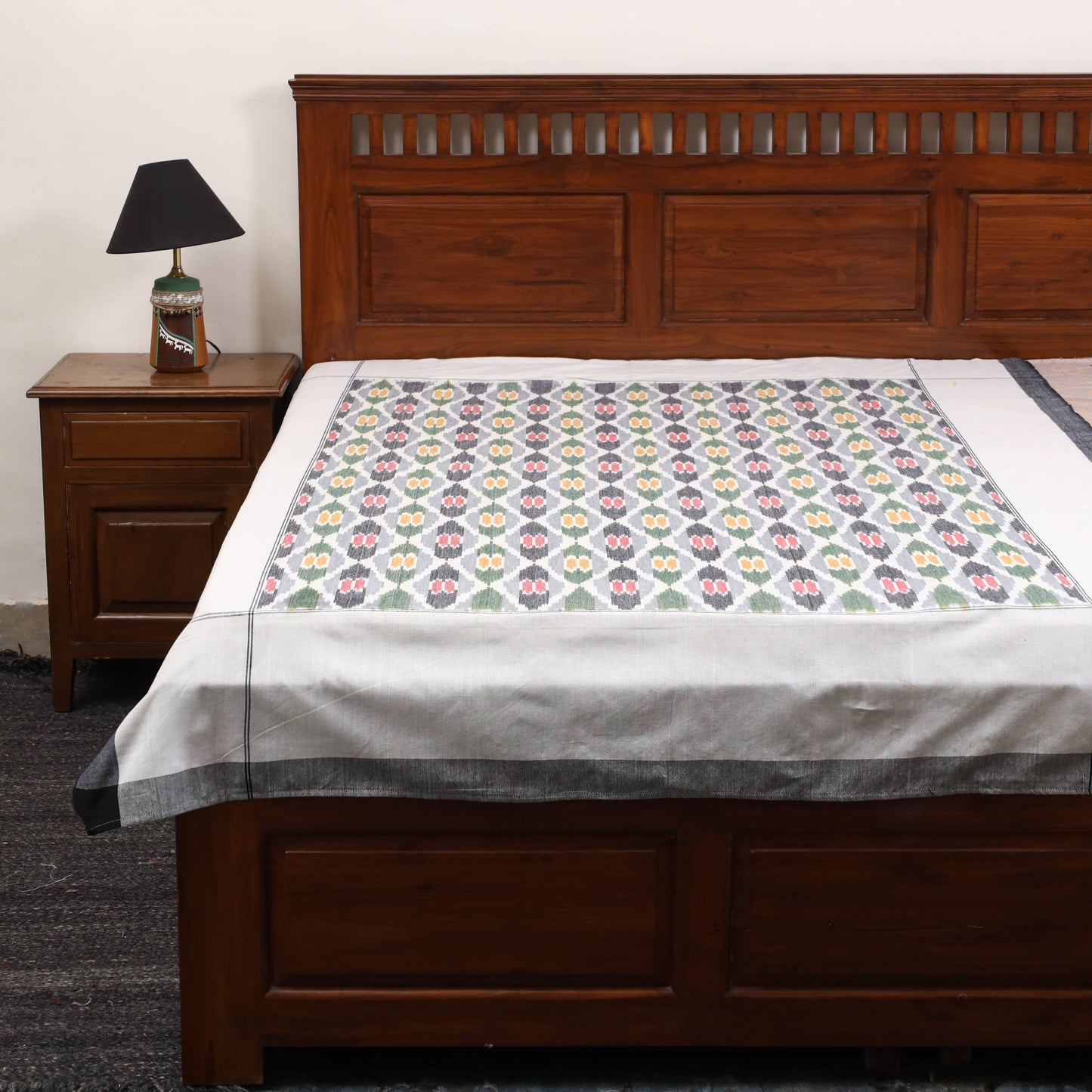 Handloom cotton single pochampally ikat bed sheet (90 x 60