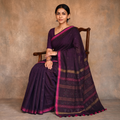 Brown Handloom Cotton Tangaliya Saree with Tassels, draped and worn by a woman, AI visual of the saree, iTokri
