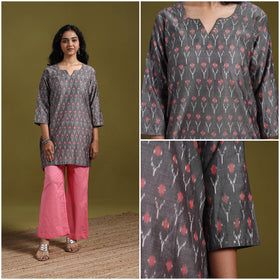 Handloom embroidered mercerised cotton short pochampally