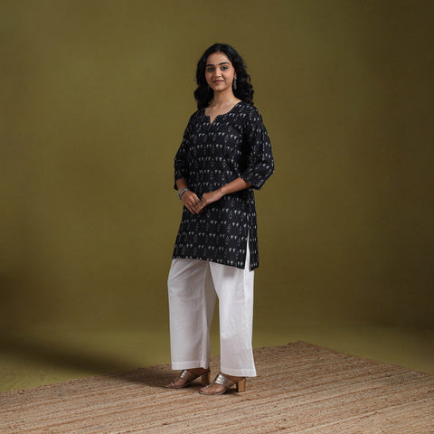 Handloom embroidered mercerised cotton short pochampally