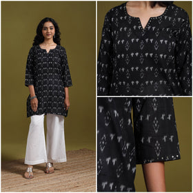 Handloom embroidered mercerised cotton short pochampally