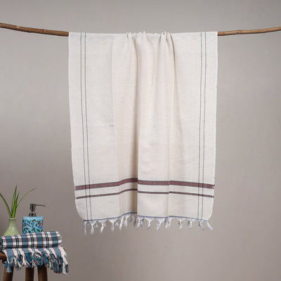 Handloom fine cotton bath towel 21 - handcrafted