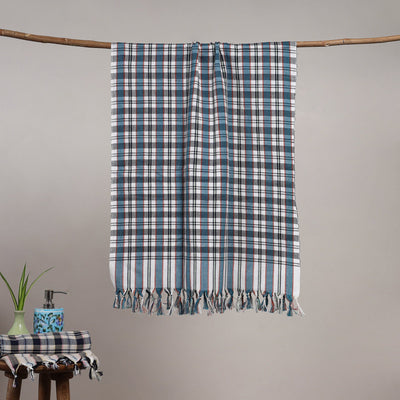 Handloom fine cotton checks bath towel 02 - handcrafted