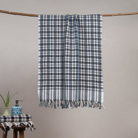 Handloom fine cotton checks bath towel 02 - handcrafted