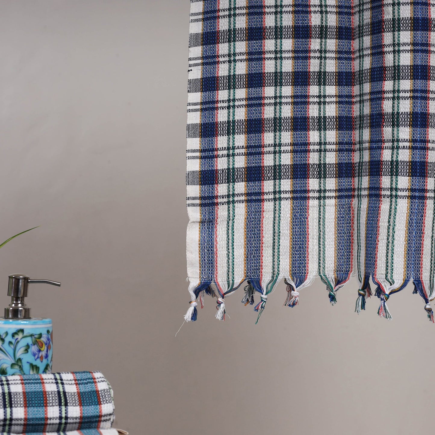 Handloom fine cotton checks bath towel 03 - handcrafted