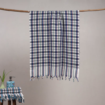 Handloom fine cotton checks bath towel 03 - handcrafted