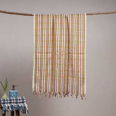 Handloom fine cotton checks bath towel 04 - handcrafted